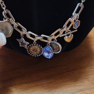 Paparazzi Gold Charm Necklace with Blue Highlights